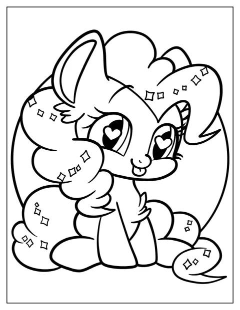 Pinkie Pie ist im niedlichen Kawaii-Stil dargestellt.