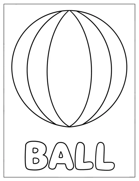 Een bal met brede strepen ligt klaar om mee te spelen.