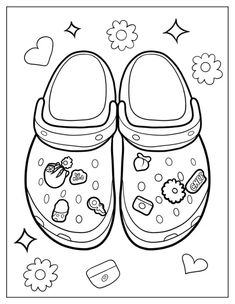ヒッピー風のジビッツチャームを飾ったCrocsが描かれています。