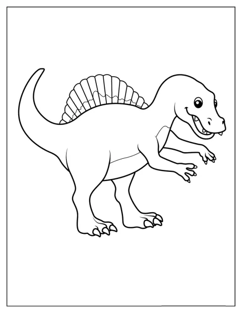 Um Spinosaurus adorável surge em estilo kawaii.