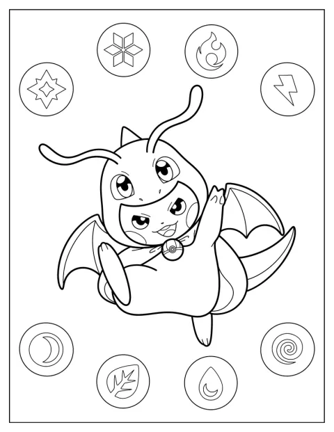 Pikachu porte un costume inspiré de Dracolosse.