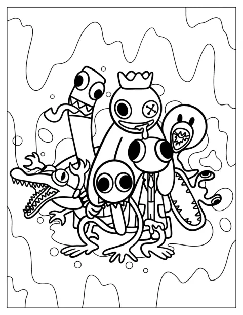 Detailed Rainbow Friends Coloring Page Poster