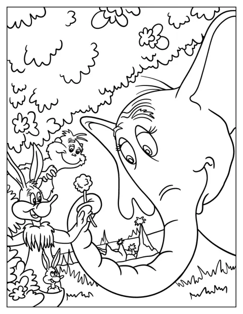 Horton ja Jane-kenguru pitelevät apilaa yhdessä.