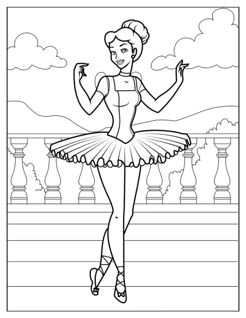 Askepot danser ballet i sit fine kostume.