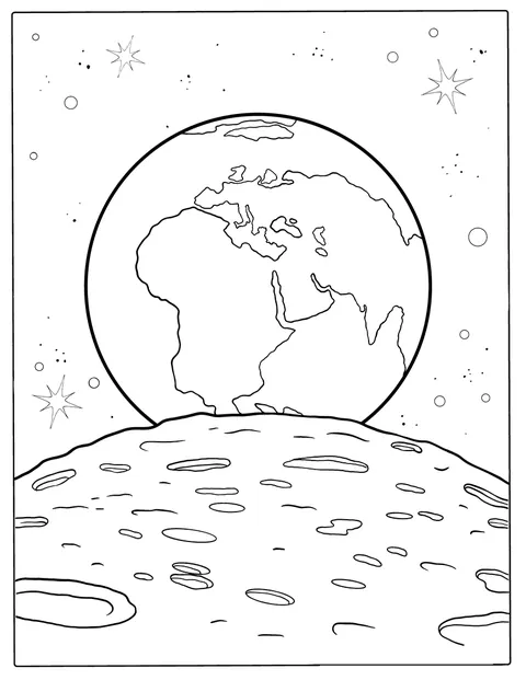 月の地平線の向こうから、地球が昇っています。