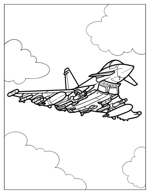 Szczegółowy Eurofighter Typhoon szybuje w powietrzu.