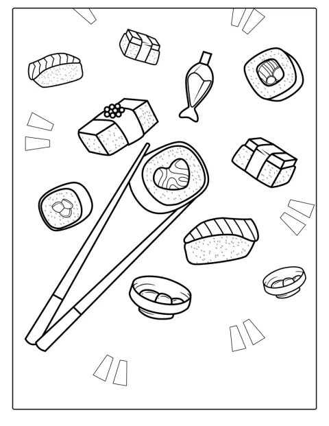 Plusieurs pièces de sushi japonais sont présentées ensemble.
