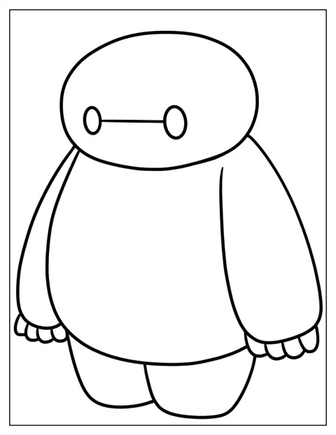 Baymax aparece desenhado em estilo chibi.