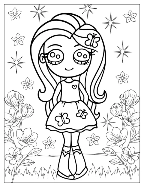 Fluttershy apparaît en version Equestria Girls, debout et souriante.