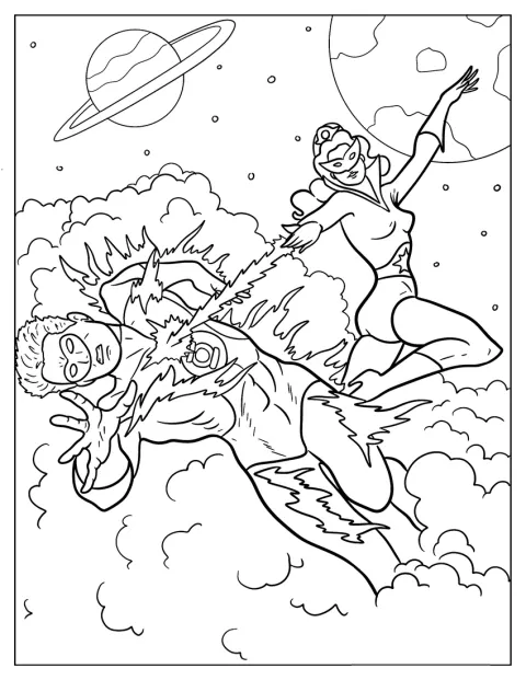 Star Sapphire se střetává s Green Lanternem v souboji hrdinských sil.