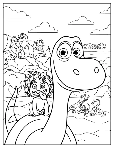 Spot och Arlo är tillsammans i en scen från Den gode dinosaurien.
