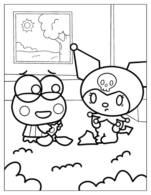 Kuromi snakker med Keroppi.