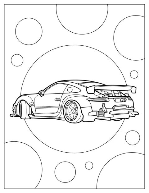 Speedhunterのポルシェが斜め前から描かれています。