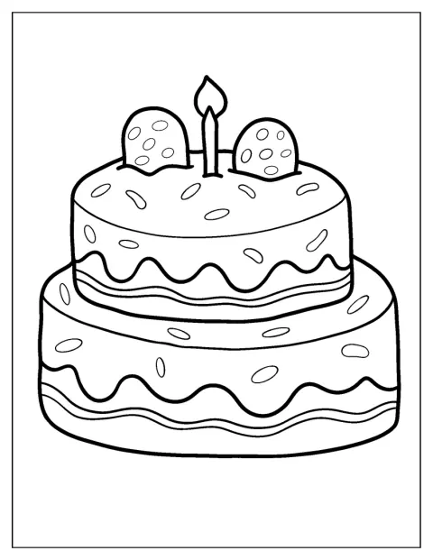 Una tarta de cumpleaños hecha de galleta lleva una vela encendida.