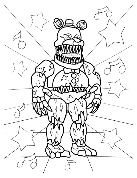 Nightmare Fredbear aparece con su aspecto terrorífico.