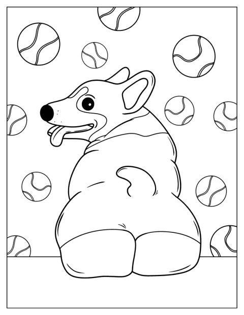 Un corgi assis est observé de dos.