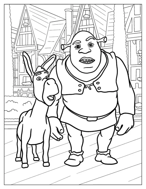 Shrek i Osioł odwiedzają miasteczko Duloc.