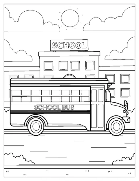 School Bus Dropping Students Off At School