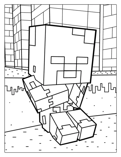 Un adorable bébé zombie Minecraft se tient debout.