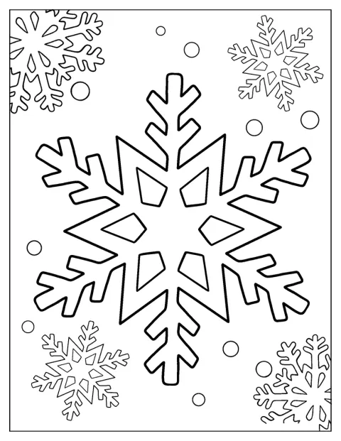 En enkel kontur viser formen på en snøkrystall.