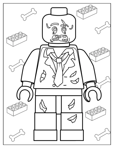 Lego-zombi seisoo kädet ojennettuina.