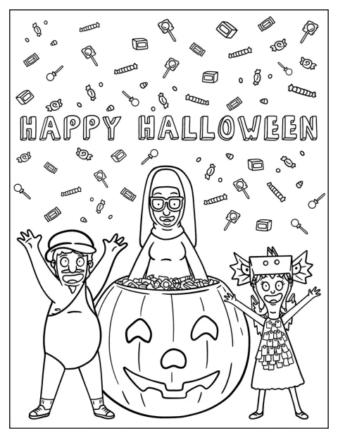Tina, Gene och Louise firar Halloween tillsammans.