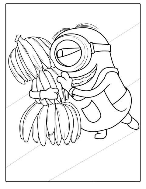 Un Minion tiene in mano un grappolo di banane.