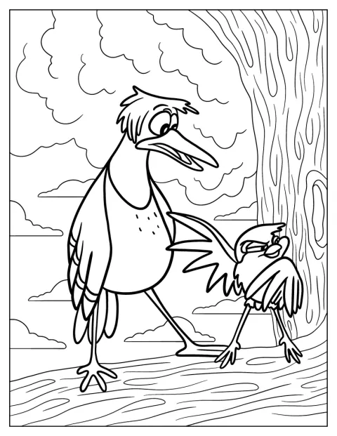 Dinky und Boomer sitzen auf einem Baum und blicken hinunter.
