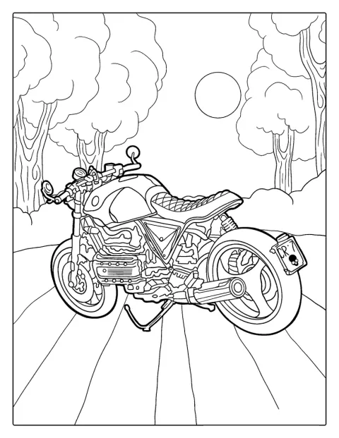 En Harley-Davidson-motorcykel er afbildet fra siden.