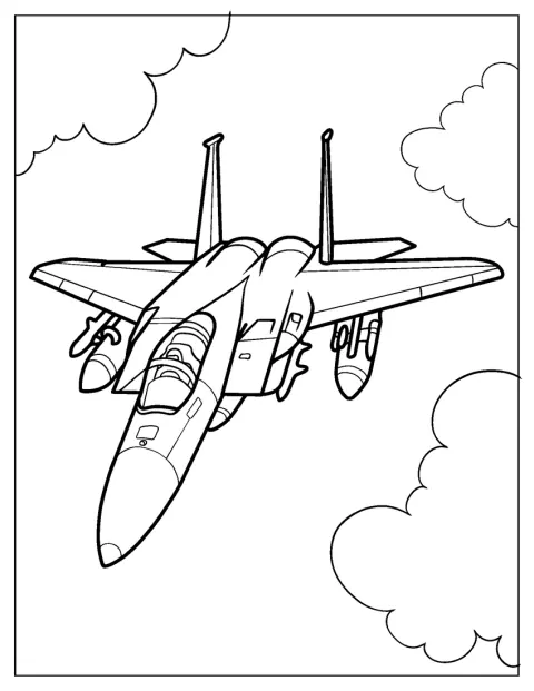 Coloring Page of McDonnell Douglas F-15 Eagle U.S. Jet
