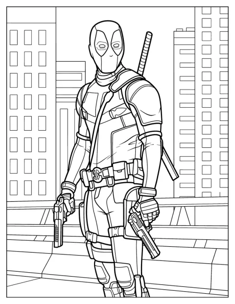 Realistic Deadpool Coloring Page