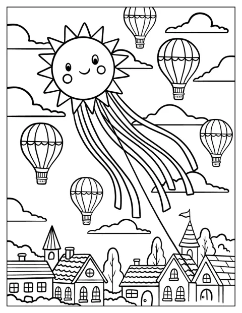 Um papagaio redondo em forma de sol tem franjas penduradas.