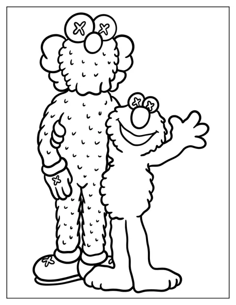 Elmo al estilo KAWS aparece junto a Elmo.