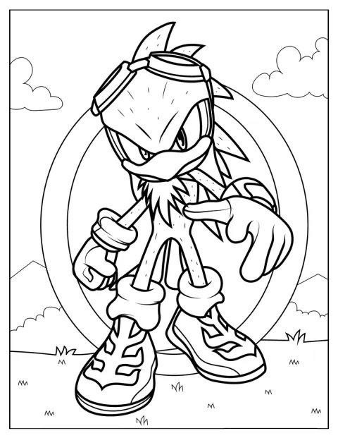 Jet the Hawk aparece de corpo inteiro, com os seus pormenores característicos.