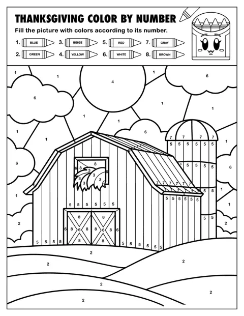 En låve står ved siden av en høy silo.