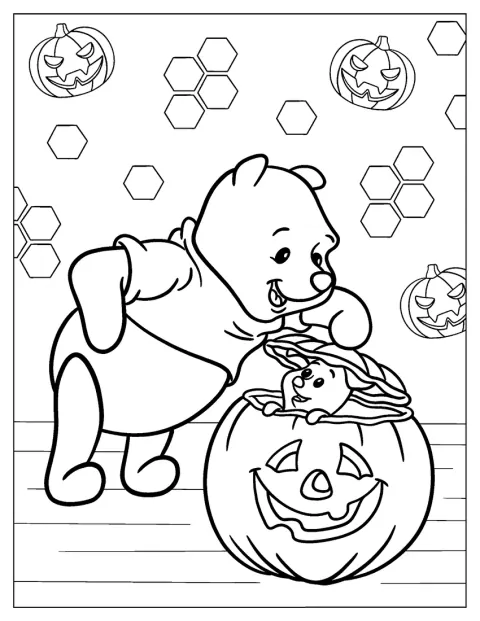 Nalle Puh on pukeutunut halloweenia varten.