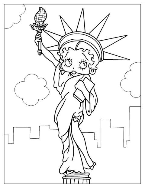 Betty Boop Statue Of Liberty Coloring Page