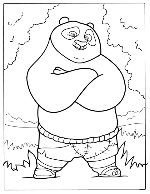 Po, el panda de Kung Fu Panda, posa con una expresión alegre.