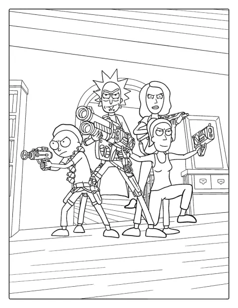 Rick, Morty, Summer y Beth aparecen juntos.