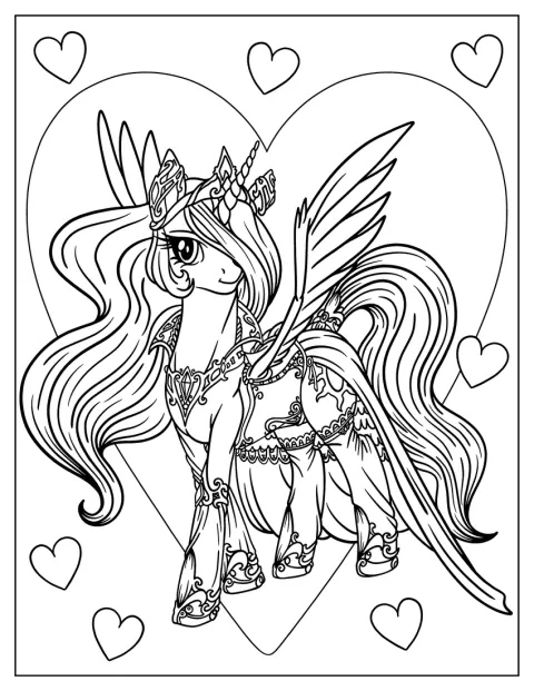 Princezna Celestia stojí s korunou na hlavě.