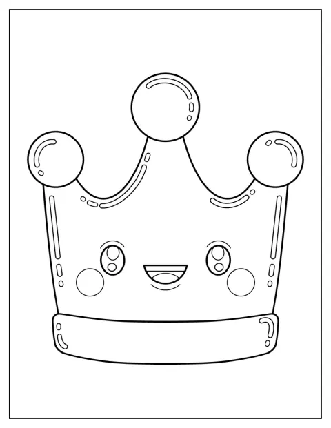 Een schattige cartoonkroon lacht je vriendelijk toe.