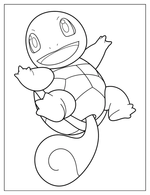 Squirtle salta en el aire.
