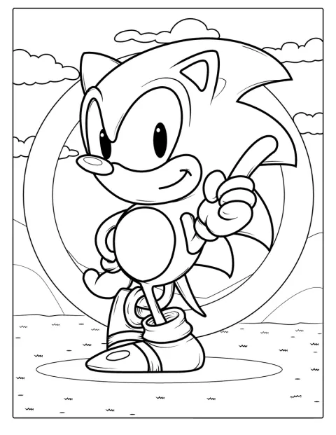 Sonic sonríe mientras posa.
