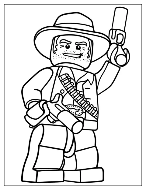 Une figurine LEGO est vêtue en cow-boy.