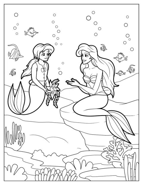 Mermaid Melody e Ariel nadam juntas no mar.