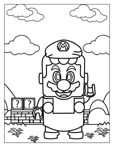 Mario este reprezentat ca o figurină LEGO.
