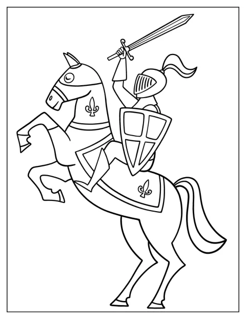 En mægtig ridder rider på sin hest.