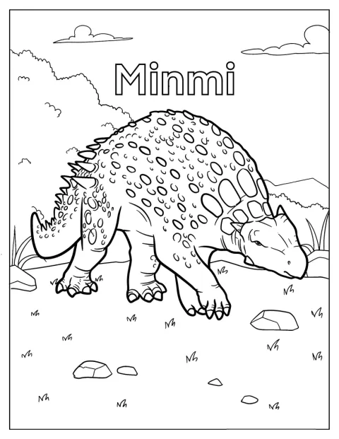 Un dinozaur Minmi își arată pielea acoperită de solzi și texturi.