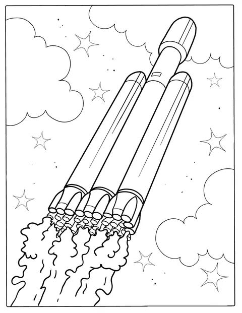 Eine Falcon-Heavy-Rakete von SpaceX steht zum Start bereit.