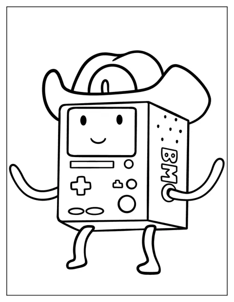 BMO, le petit robot d’Adventure Time, se tient debout.
